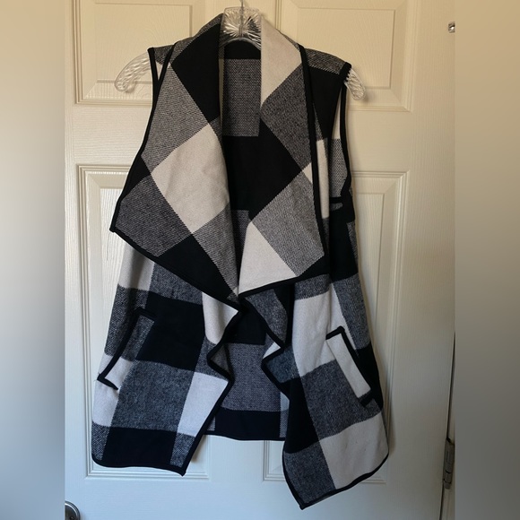 ETMO Jackets & Blazers - White/Black Buffalo Plaid Wool Vest